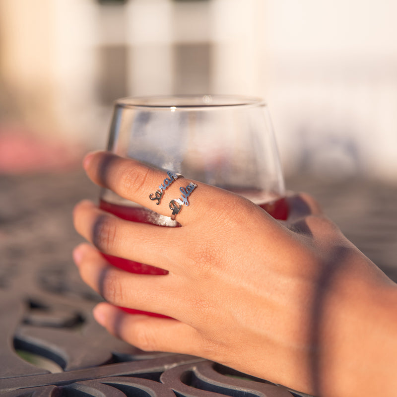 Double Name Ring - Adjustable Size