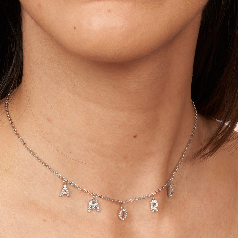 1 to 10 Initials Necklace with Cubic Zirconia