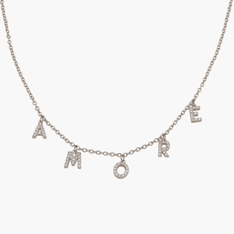 1 to 10 Initials Necklace with Cubic Zirconia